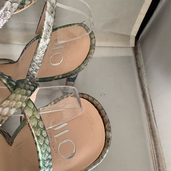 Jennifer Lopez Green Snakeskin ankle wrap Heels 9.5 - Picture 5 of 8